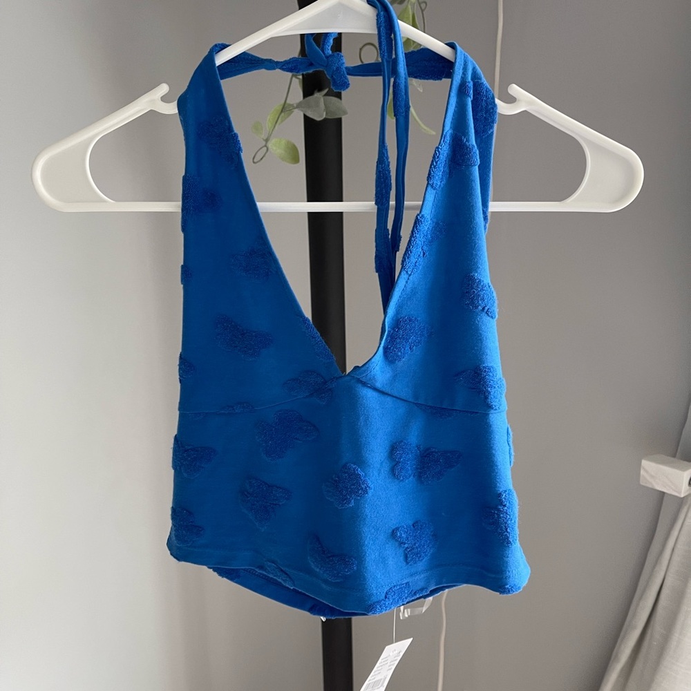 pacsun NEW blue butterfly top